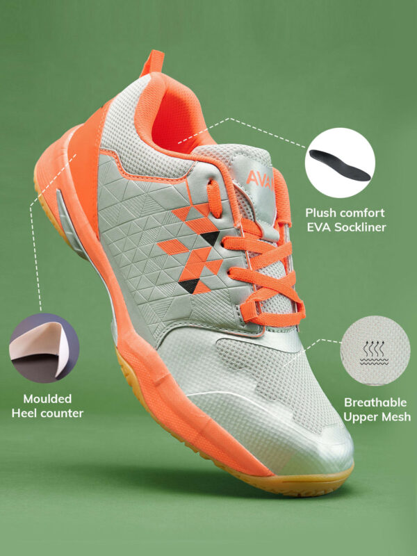 Avant Men's FluidX 2.0 Badminton Shoes-Grey/Orange